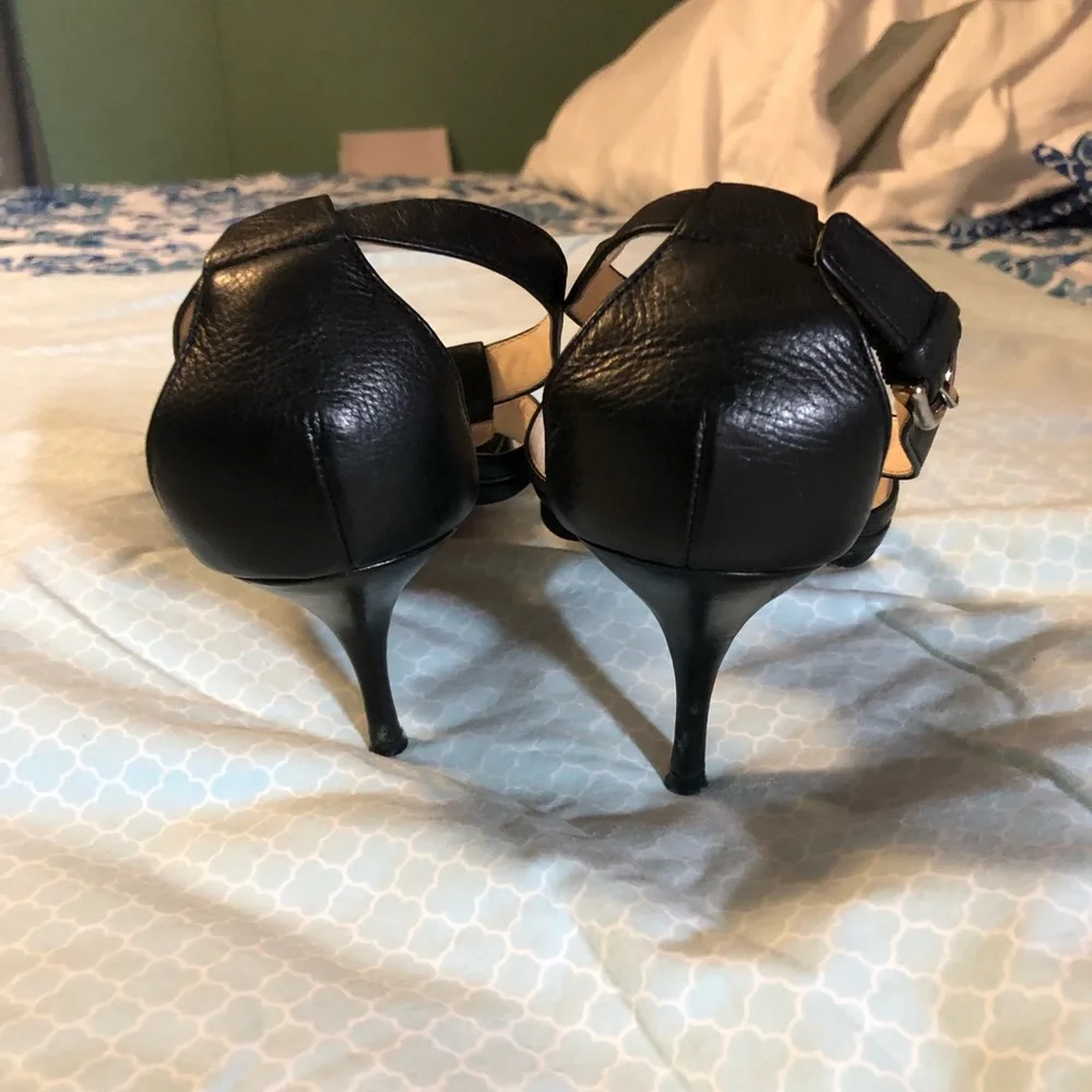 First Pic Copy Never Wore When Bought Coach Sandals Black Leather 3” heels - Picture 4 of 9
